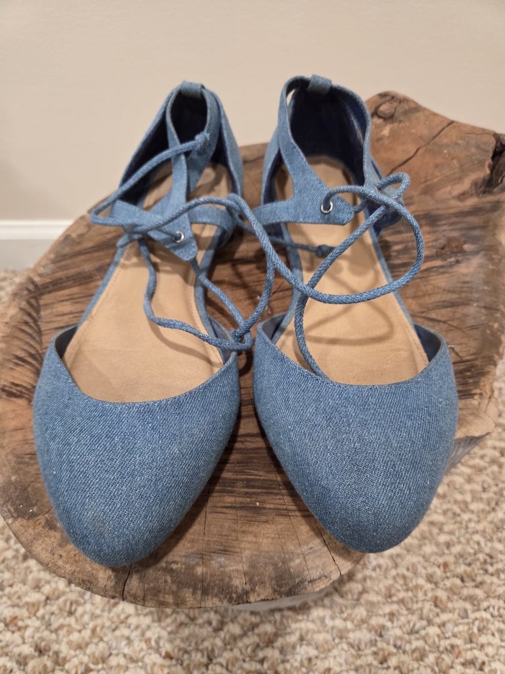 torrid Blue Denim Lace-Up Pointed Flats